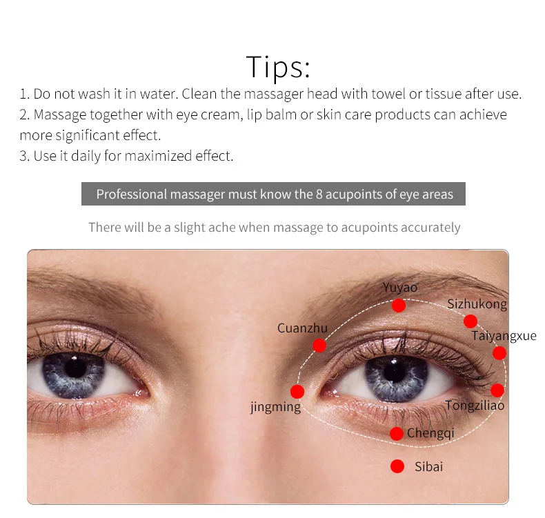 US Plug Handheld Anti-Wrinkle Magic Eye Massager Pen Negative Ion and Vibration for Face Lifting & Dark Circles Removal