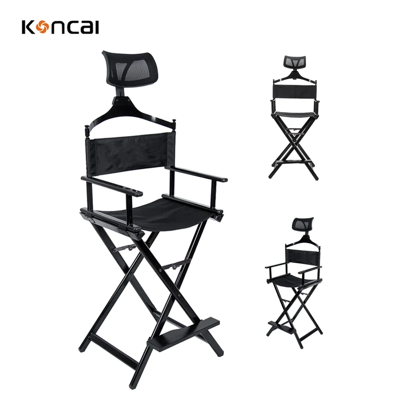 FAMA Factory Portable Custom Folding Professional Aluminum Telescopic Directors Barber Makeup Artist Chair With Headrest