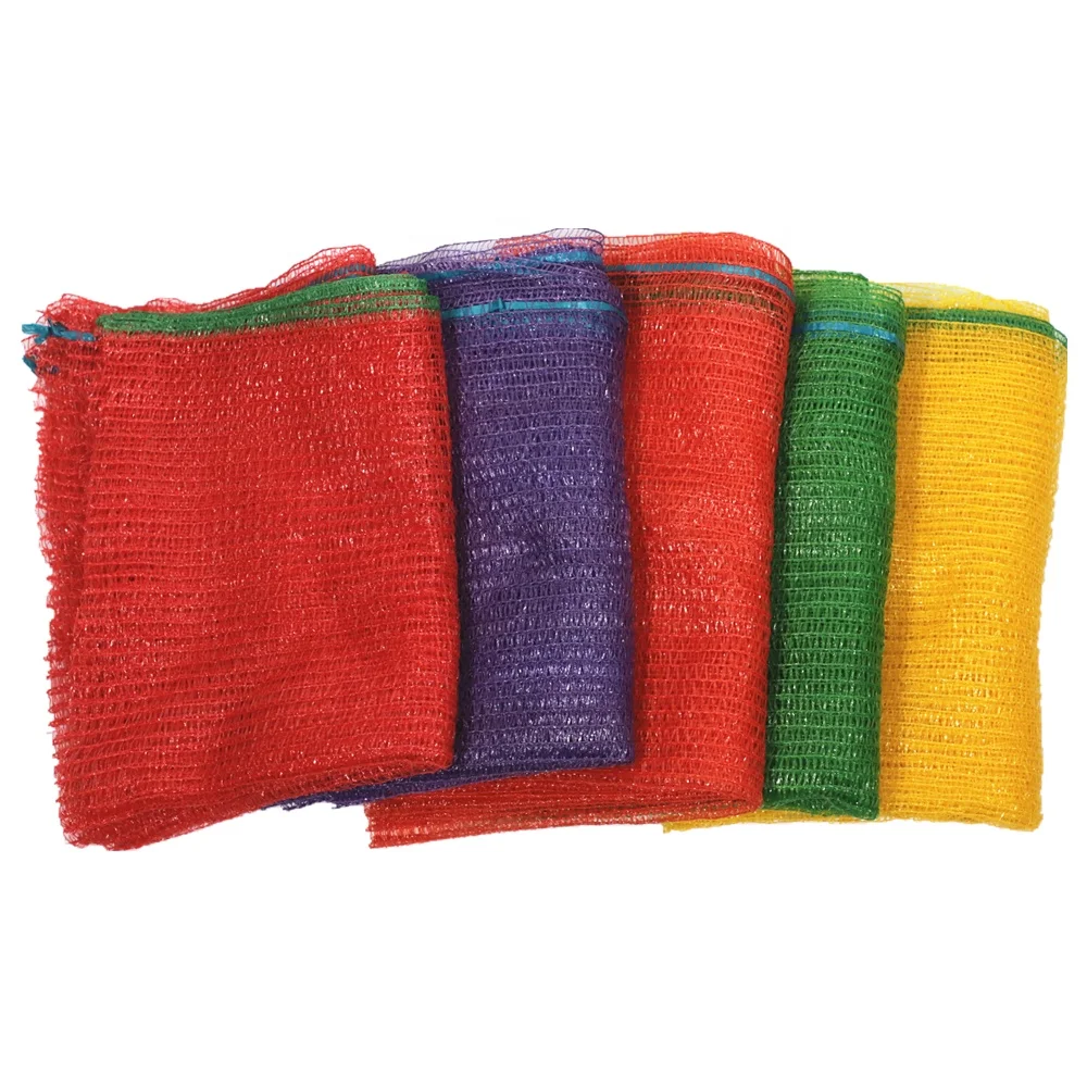 Fornitore cucito arancione colore Raschel Mesh Bag cipolle patate sacchi per verdure