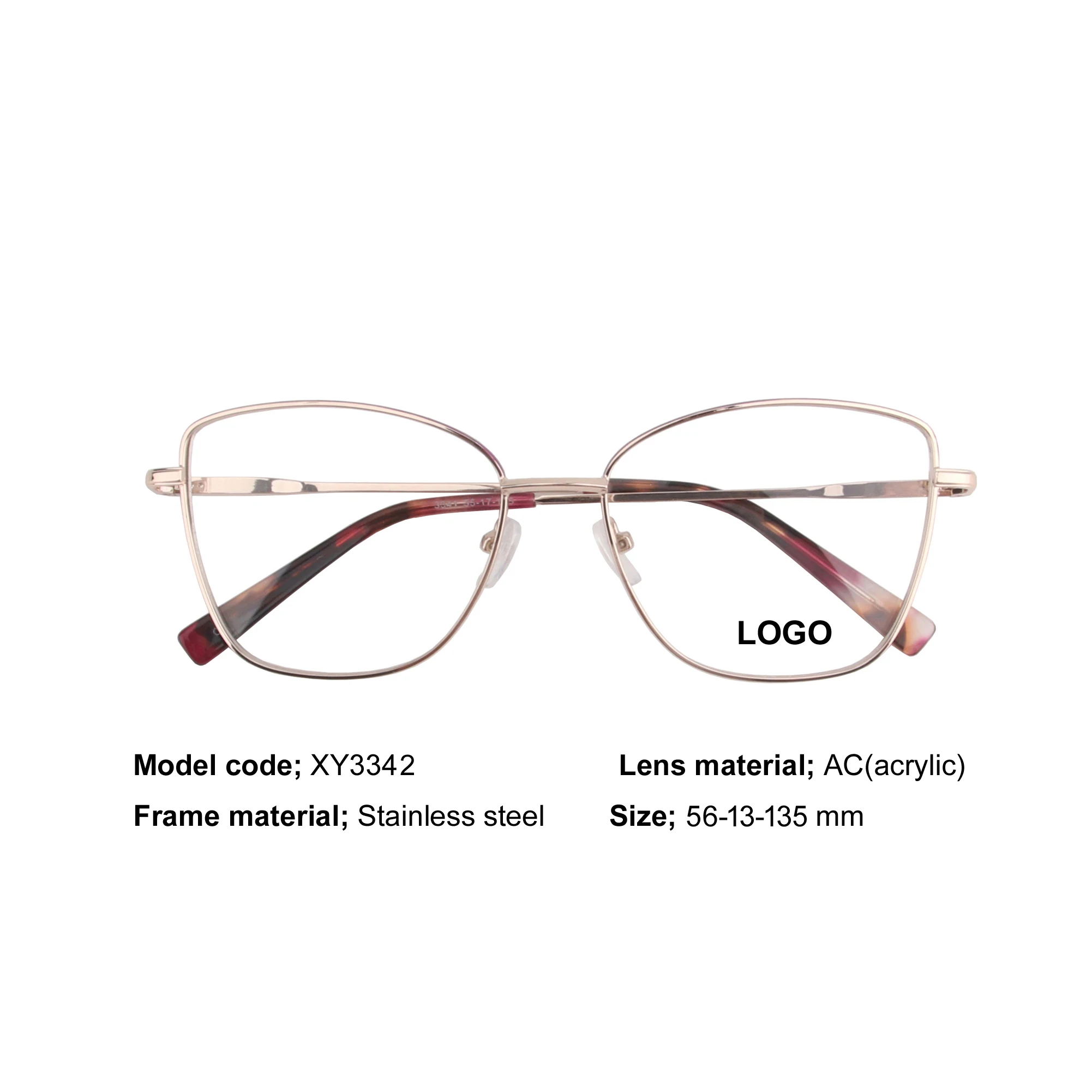 Metal Glasses Fashion Stainless Steel Optical Frame Ready Stock
