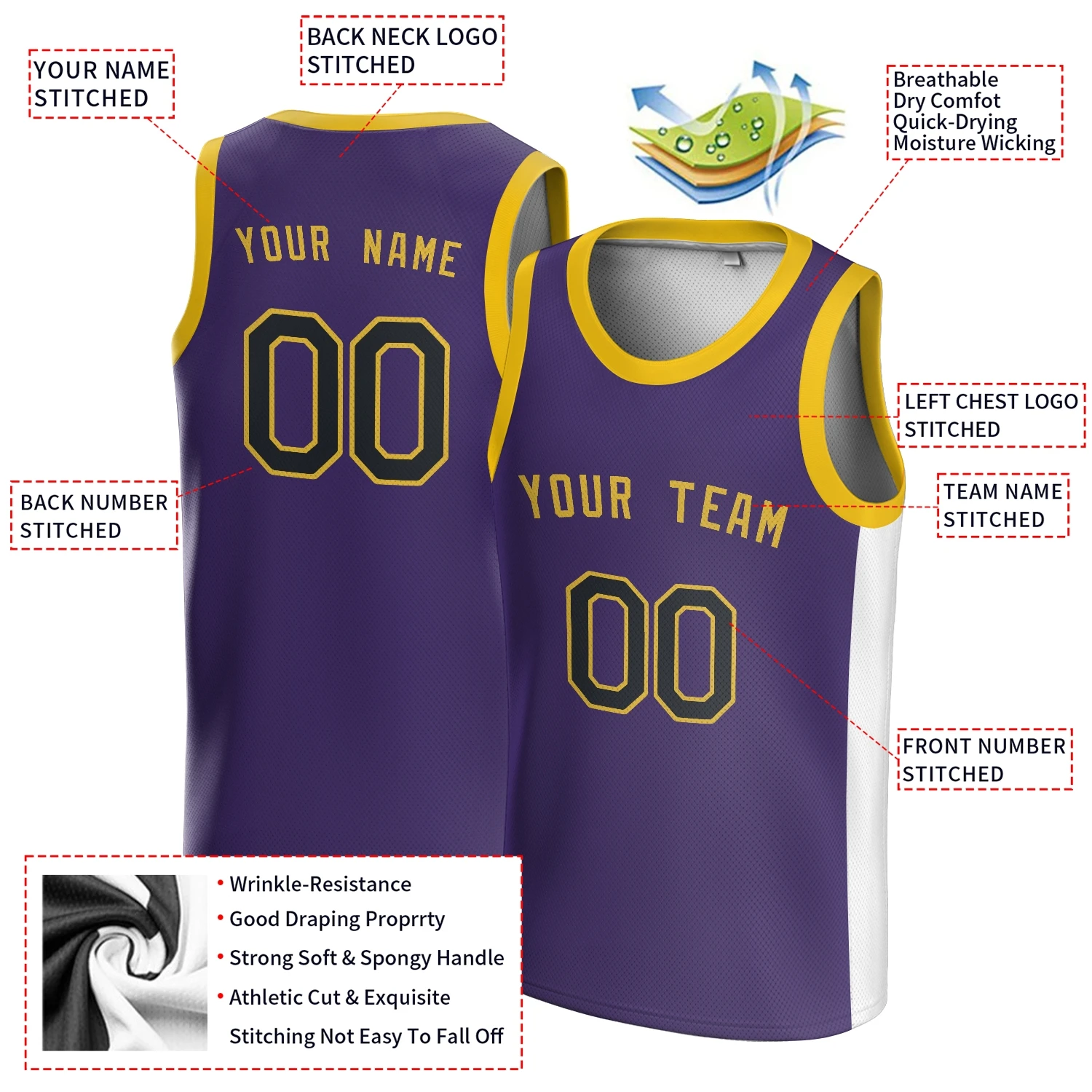 New Season American Basketball Sports Jersey Embroidered Cheap Laker