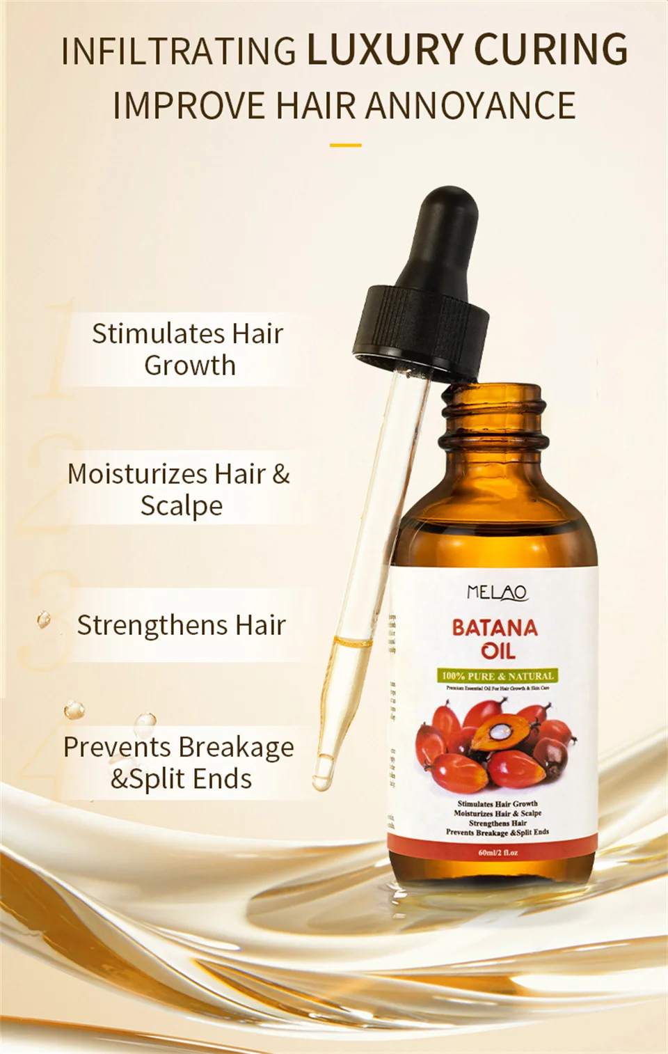 Hot Selling Natural Organic Hair Care Products Custom Hair Growth Oil Batana Oil for Hair Growth