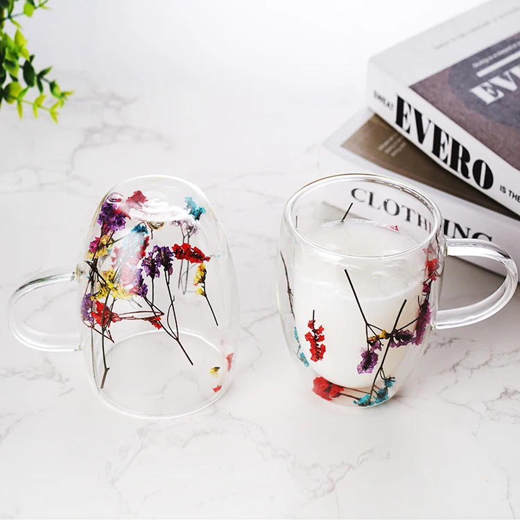 Hot Selling holiday gift Ins Style High Borosilicate double wall glass cup factory