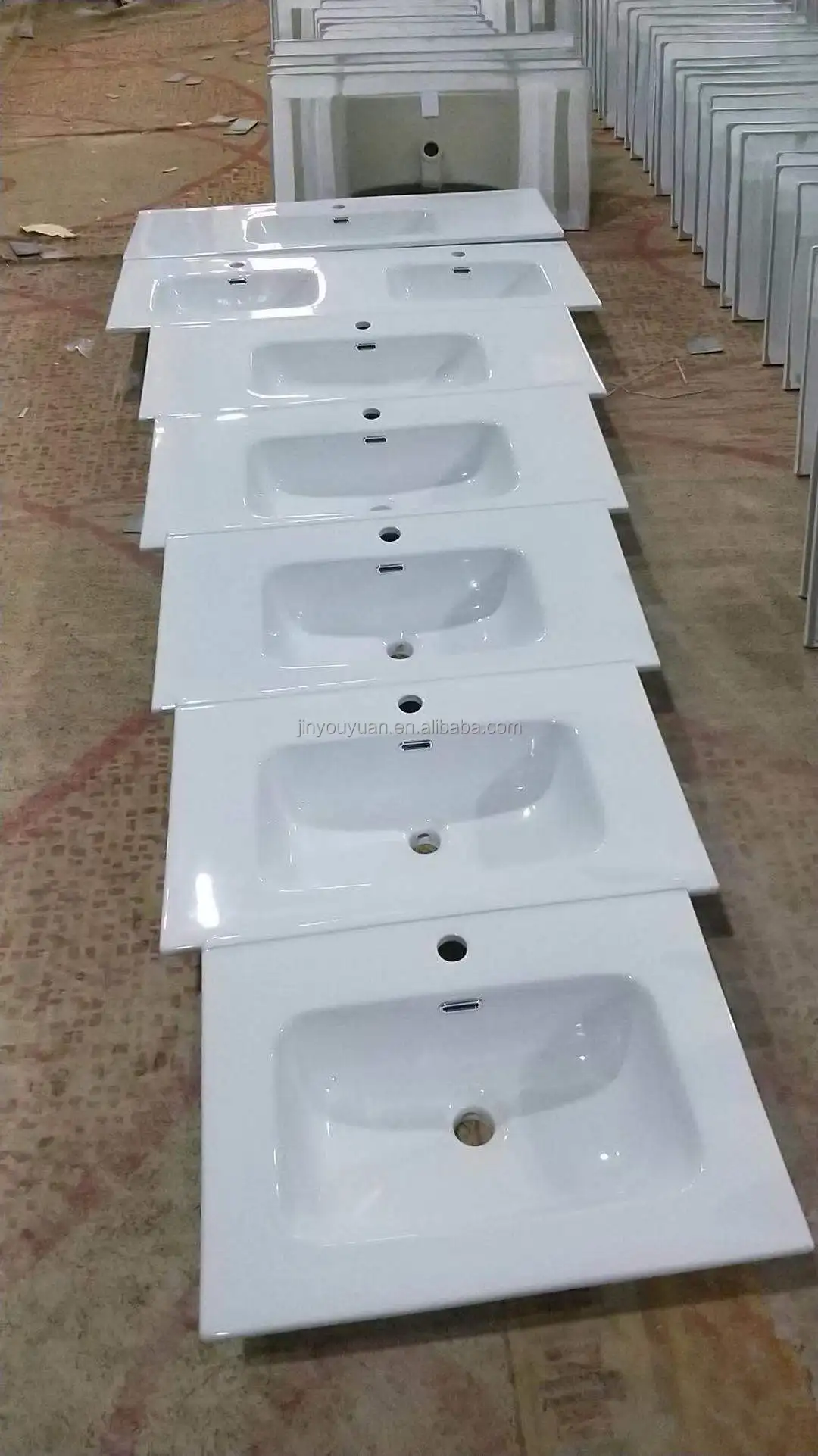 Luxury Modern White Ceramic Lavatory Wash Basin Rectangle Thin Vanity ...