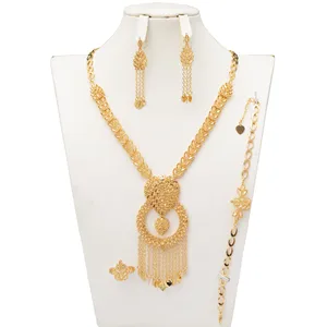 Nwomen's Accessories Luxury Necklace Earring Women 14k Gold Plated Jewelry Set Rings Set Jewelry Women