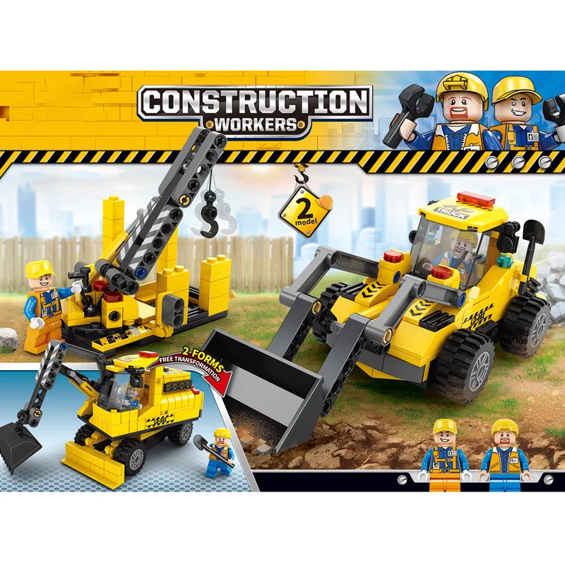 2024 Hot Selling Kids Mini Model Diy Brick Toys Engineering Series Building Blocks Sets Construction Workers Educational Toys