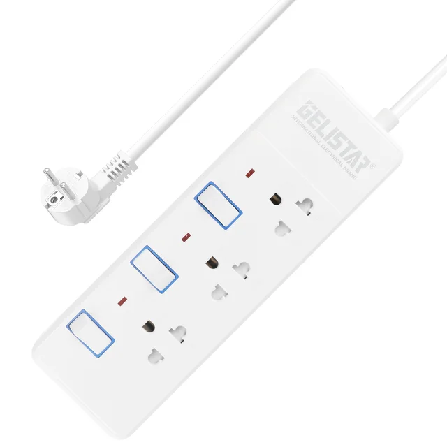 Thailand Type Power Strips With Individual Switch 3 Outlets Customize Color White Factory Wholesale Extension Sockets