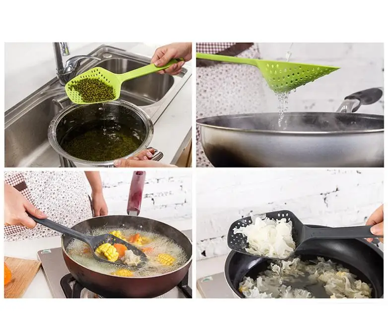 Пластиковая лопата ситечко для овощей нейлоновая ложка большой дуршлаг фильтр супа паста термостойкие ситечки кухонные инструменты