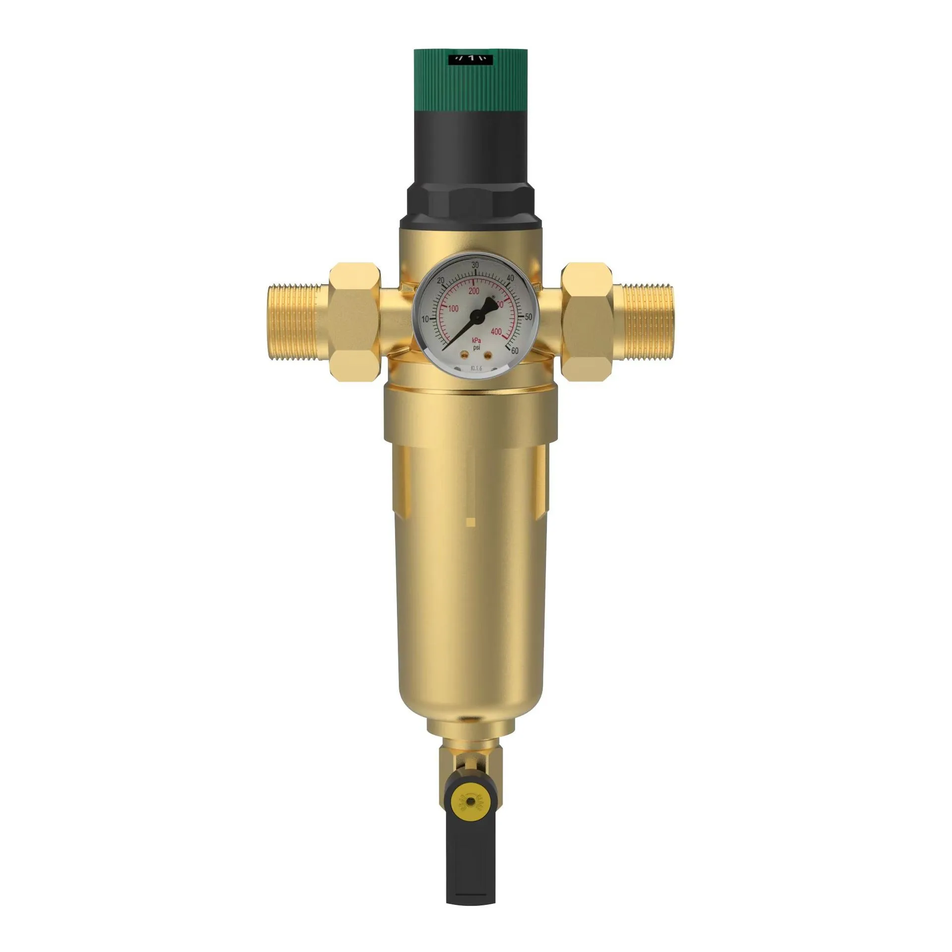 thumbnail image 2 of SimPure Whole House Spin Down Sediment Water Filter – Brass, Transparent, Reusable (40/200 Micron) 2 of 3