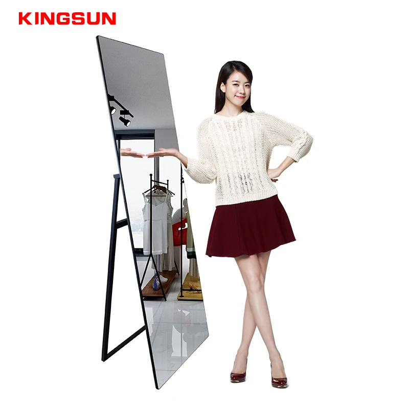 Factory Price 43 Inch Magic Mirror LCD PCAP Touch Screen Floor Stand Advertising Players Smart Fitness Mirror