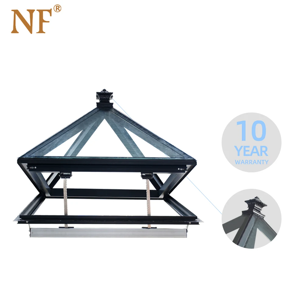 Modern Auto Skylighting Double Glazed House Windows Electric Motorized Skylight Aluminum Alloy Frame Swing Open Style Louver