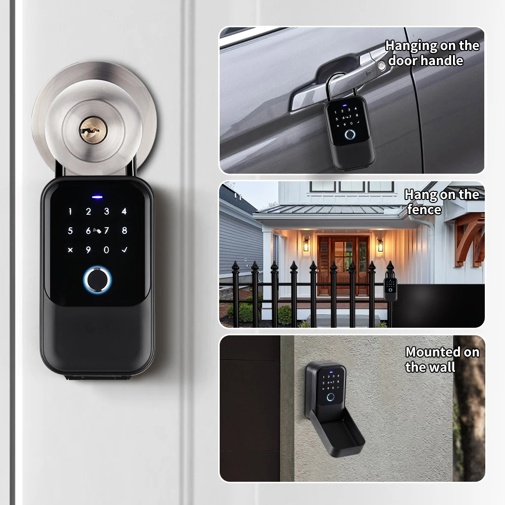 IP65 K5F Keyless Entry Fingerprint NFC Password Code Card Mechanical Key Tuya App Smart Key Box Keybox Lock for Airbnb Apartment