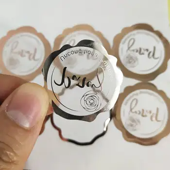 Self Adhesive Customized Private Printing Clear Rose Gold Foil Stickers Transparent Logo Brand Name Label Tags