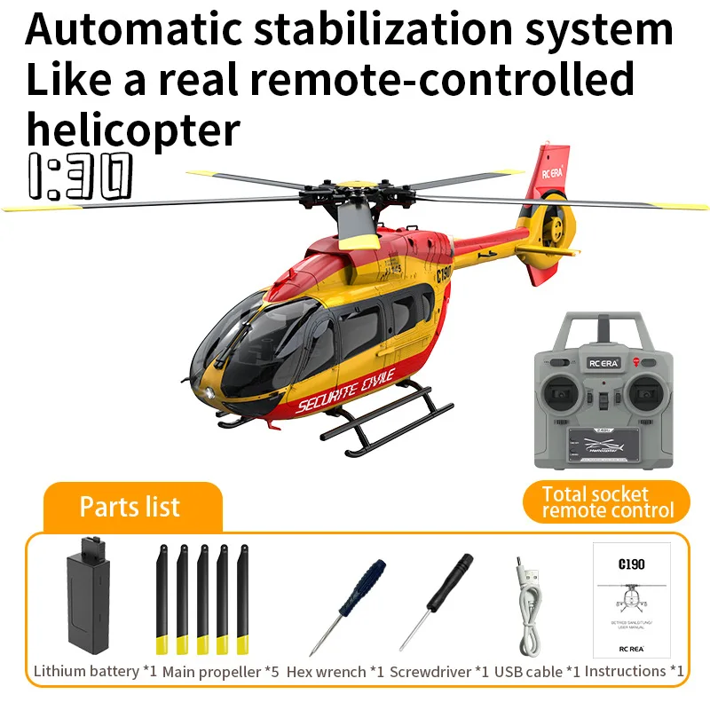 HOSHI RC ERA C190 Helicopter H145 1/28 2.4G 6CH 6-Axis Gyro Optical Flow Localization Altitude Hold Flybarless Brushless Drones