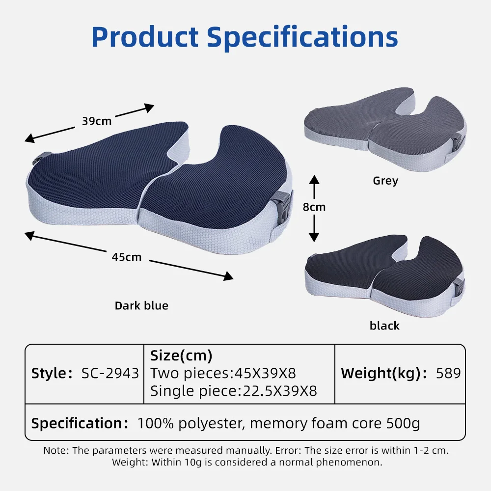 Wholesale Thick Memory Foam Chair Cushions Non-Slip Back Coccyx Tailbo - product detail 2