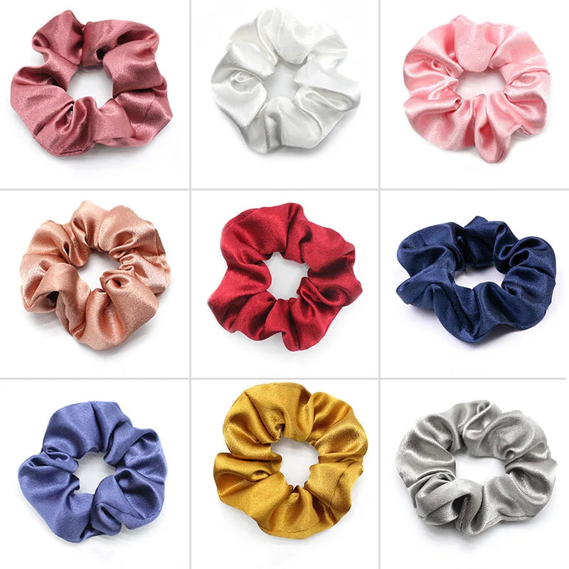 Elastic Skinny Silk Polyester Satin Vintage Printed European American Style Soft Ponytail Hair Ties Scrunchies for Women - Image 6
