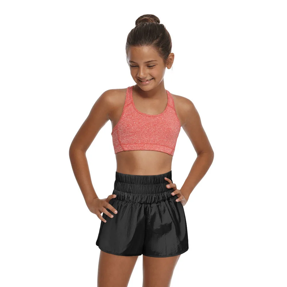 Kids High Waisted Athletic Shorts Elastic Casual Summer Running Shorts