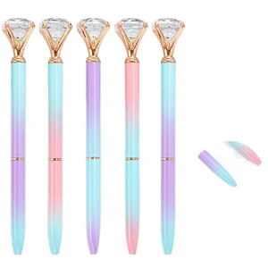 In-Stock Large Diamond Ballpoint Pens New Metal Gradient Color Wholesale Office Stationery Promotional Logo Animal Pens