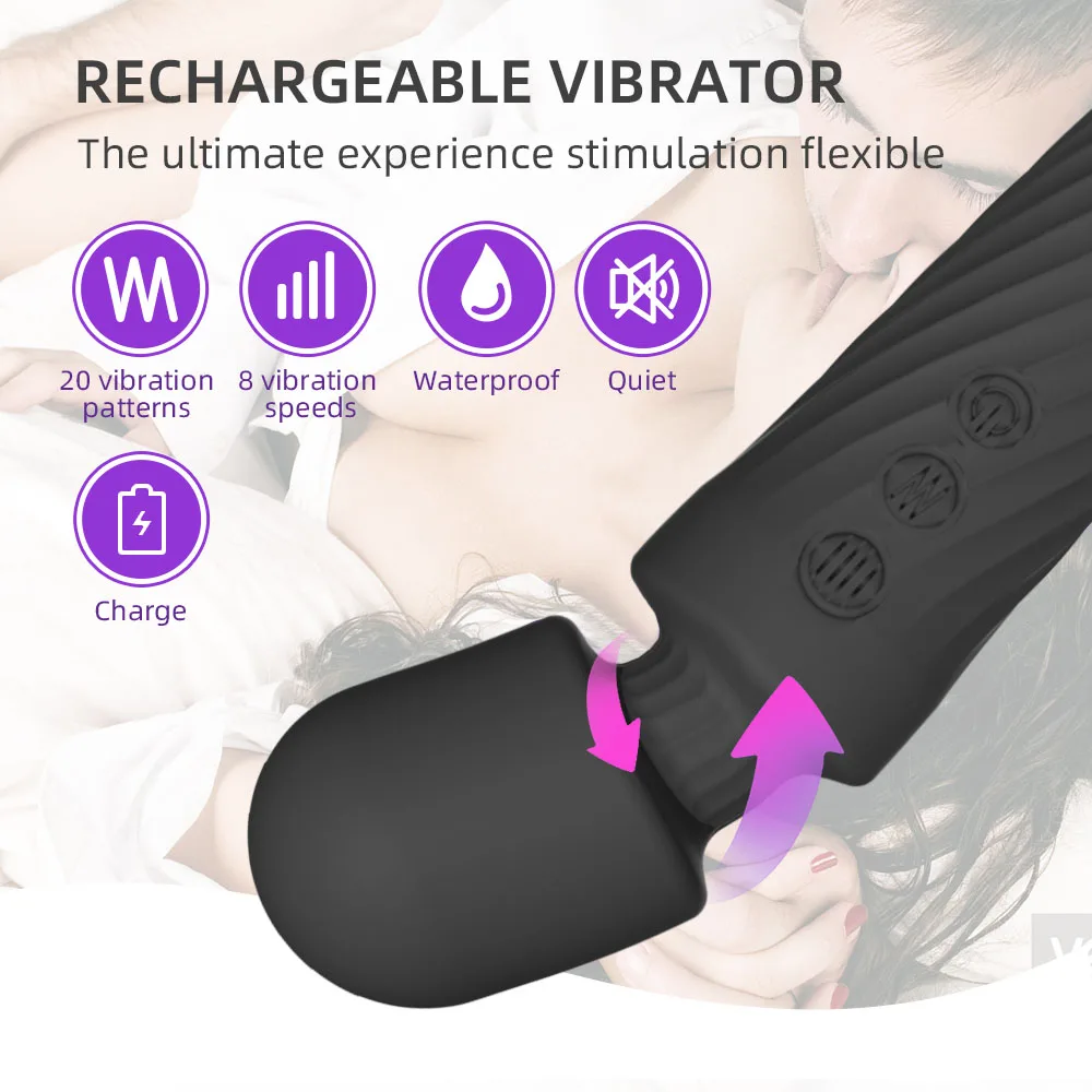 Best 8 Speed 20 Frequency Rechargeable Handheld Personal Massage Vibrating  Av Stick Sex Toy Massager Wand Vibrator for Women