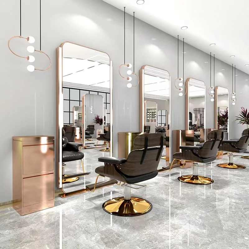 Floor Led Luxury Light Led Mirror Cabinet Hair Beauty Salon Furniture ...