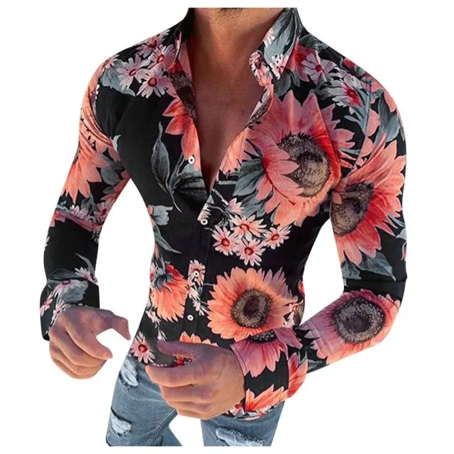 Custom men long sleeve shirt design summer beach hawaii men clothes sublimation printing button up t shirts