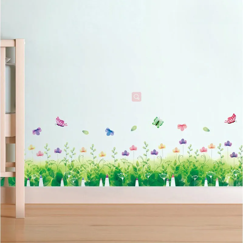 蝴蝶花和植物可移动pvc 防水卡通墙贴为客厅卧室踢球线墙贴花 Buy 蝴蝶花和植物墙贴 可拆卸pvc 防水墙贴 客厅卧室踢球线墙贴