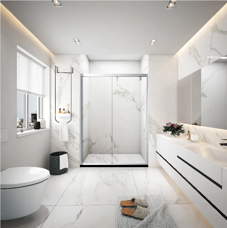 Black Aluminum Profile Bathroom Sliding Shower Cubicle Tempered Glass ...