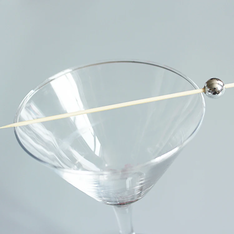 Jimao 100 шт. серебряные жемчужные коктейльные палочки 4,7 дюйма длинные красивые зубочистки серебряные жемчужные пищевые декоративные бамбуковые пищевые палочки для аппетита