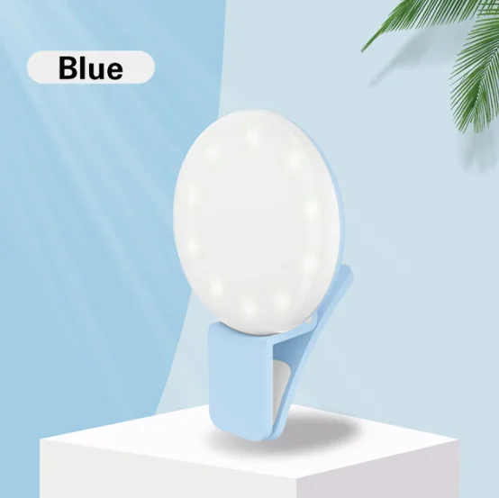 Mini Round Shape 9 LED Selfie Light Clip on Circle Light with Battery Powered LED Ring Light