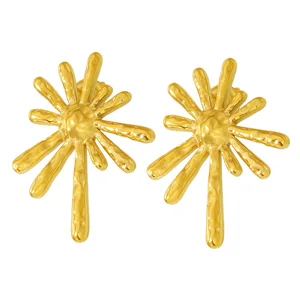 Radiating Sunlight Stainless Steel Hoop Earrings Trendy for Women