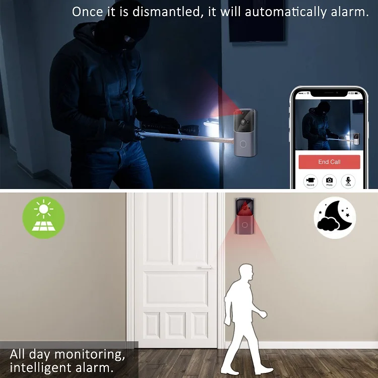 Tuya Alexa Google Wireless Front Door Bell 1080P HD WiFi Ring Smart Doorbell Camera