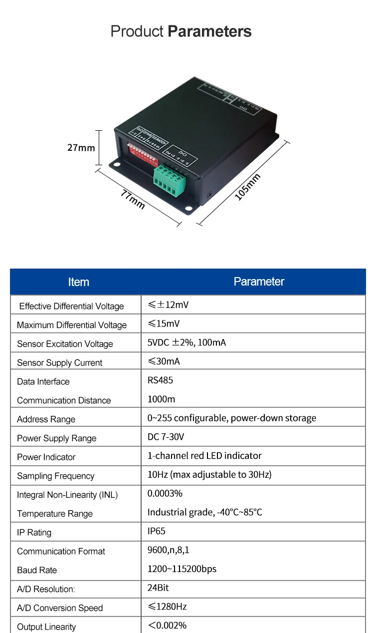 product huaqingjun 2 channel rs485 fully isolated weighing module high precision digital weighing transmitter for smart factory-6