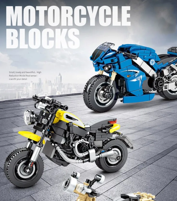 Hot sales Scooter Car Model Building Blocks Technic Motorcycle Car Bricks Educational Toy for Kids Boys