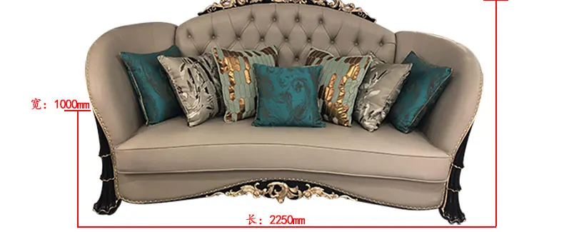 European Leather Antique Sofa Neoclassical Solid Wood Carved Living ...