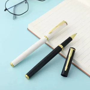 High Quality White Plastic Gel Pen Custom Logo Printing Promotional Advertising Black Gel Ink Pen