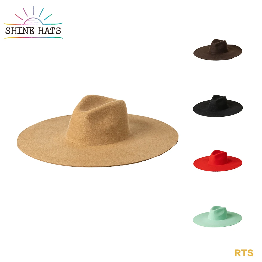 Мужская винтажная фетровая шляпа с широкими полями shinehat 2022 из 100% шерсти черного цвета