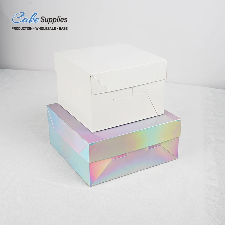 Wholesale Luxury Bulk Birthday White Square With Lid Cake Box 8" 10" 12