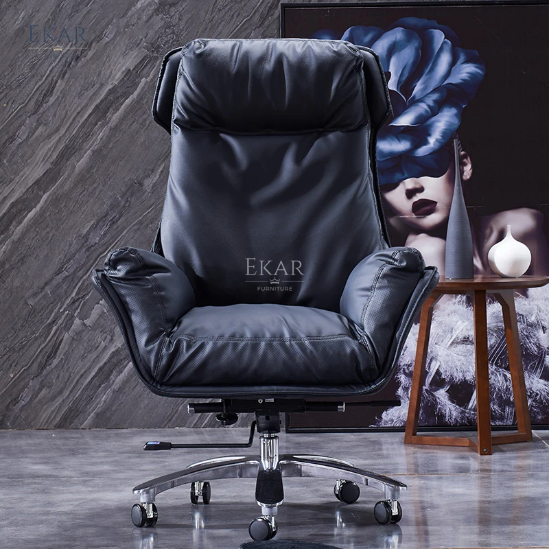 leather light luxury reclining study chair high-end office computer business president office chair supplier