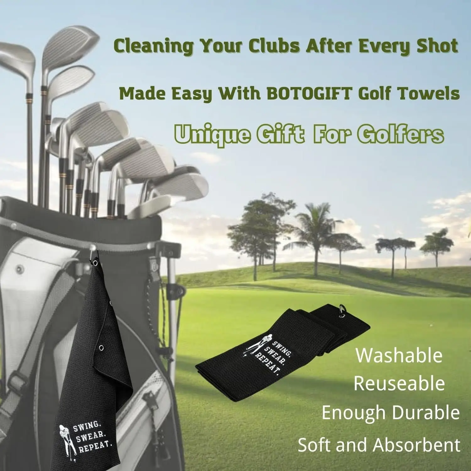 Custom Logo 3-Pack Heavy-Duty Carabiner Tri-fold Waffle Microfiber Sports Towels for Golf manufacture
