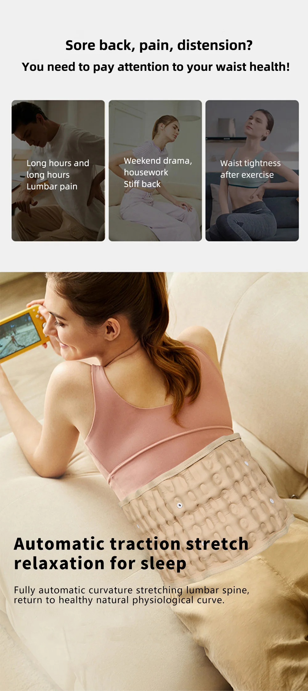 Aofit Decompression Back Belt Waist Brace Lumbar Support Belt Waist Support for Lower Back Pain Relief Back Traction Device