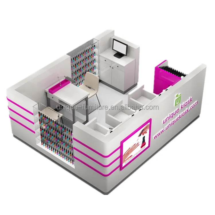 Modern Design Nail Kiosk Design Nail Kiosk in Mall Manicure Counter Modern Nail Art Service Counter Salon Booth for Sale