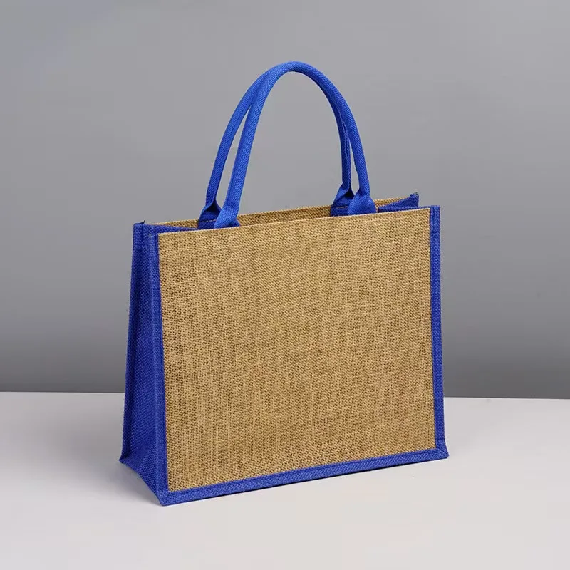 Wholesale  Custom Printed Eco-friendly Burlap Tote Bags Reusable Fashion Jute Shopping & Beach Bags Geometric Patterns preview 5