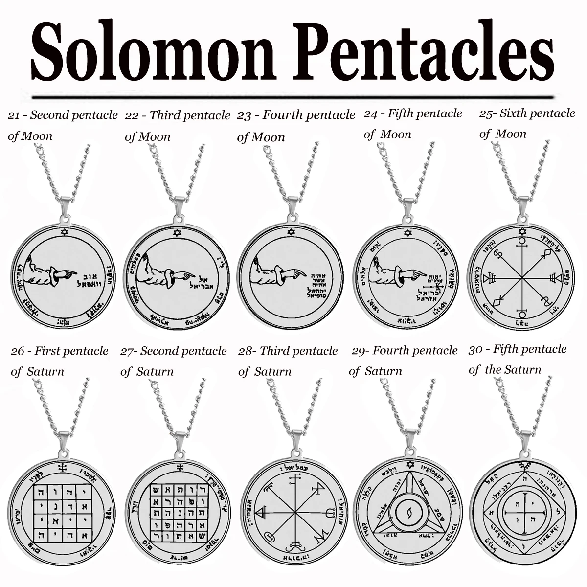 Collier Pentacle De Saturne En Argent - Bijou Mystique Homme Femme, Cadeau Spiritualité