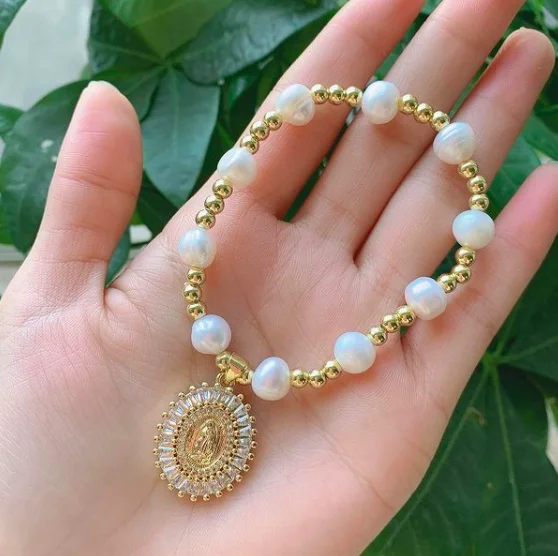 Jialin Jewelry Ins 18k Gold Jewelry Religious Round Cz Diamond