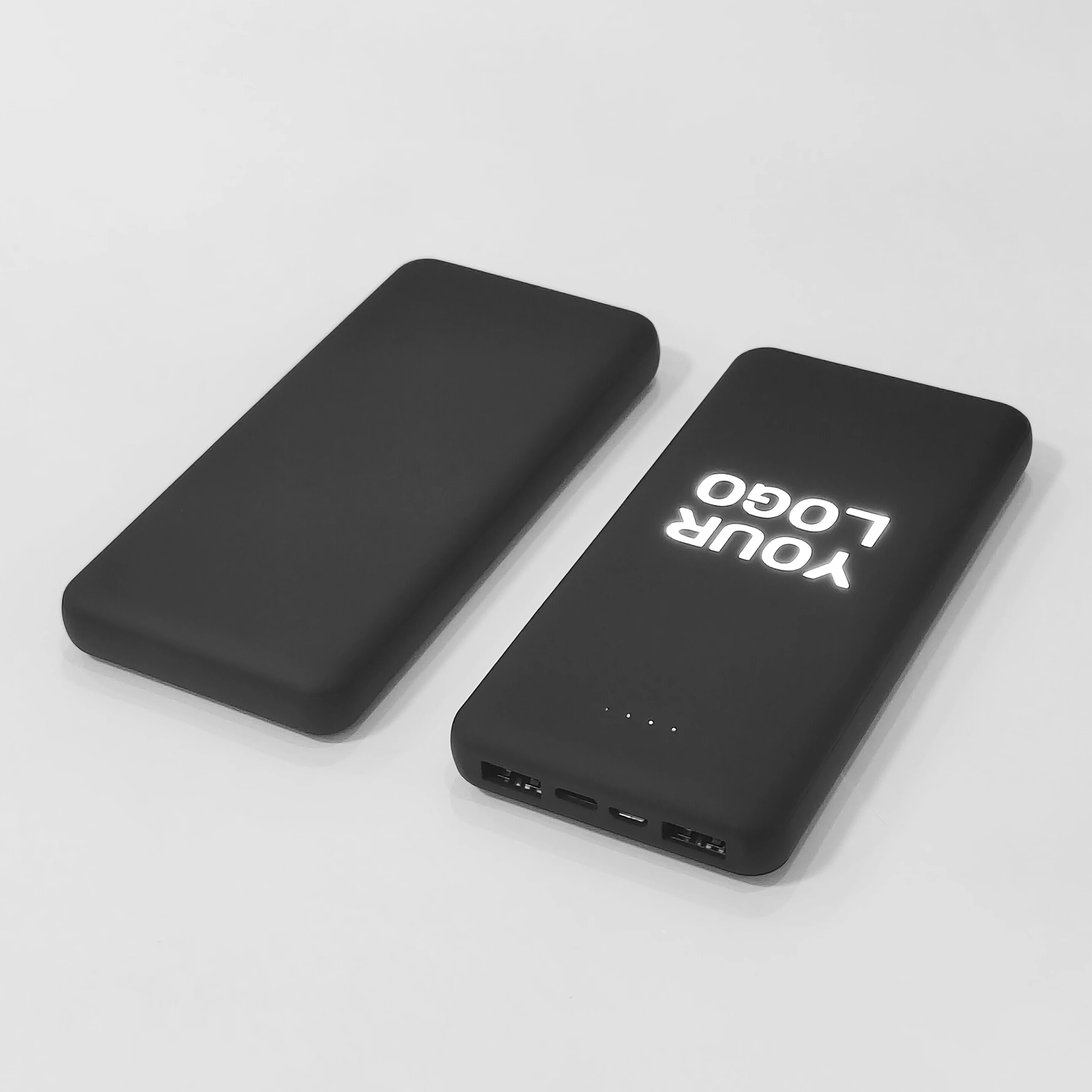 Micro Type C Input Portable Power Bank 10000mah Led Light Up Logo Power