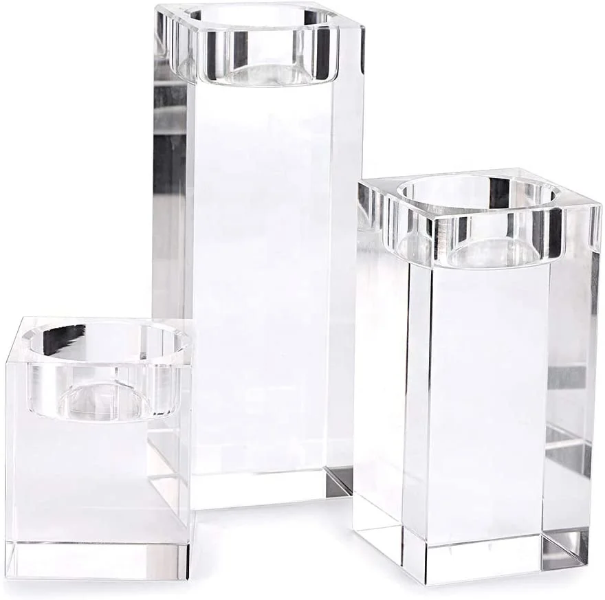КВАДРАТНЫЙ Хрустальный подсвечник Boming, набор подсвечников, хрустальный куб, подсвечник для дома, украшения для стола