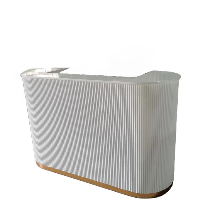 Kisen Customized Design White Reception Desk Acrylic Solid Surface Office Furniture White Corians Office Front Desk
