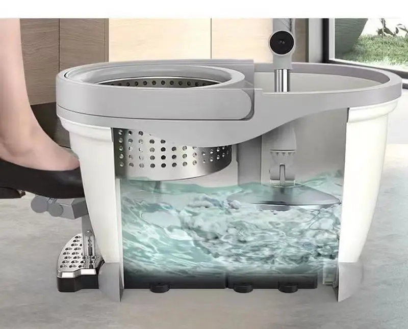 Экологически чистая Корейская вращающаяся Швабра для чистки швабры и ковша с ножной педалью