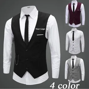 OEM Hotselling Custom Logo V-Neck Button Lightweight Waistcoat Wedding Party Formal Suit Slim Fit Casual Men Business Dress Vest