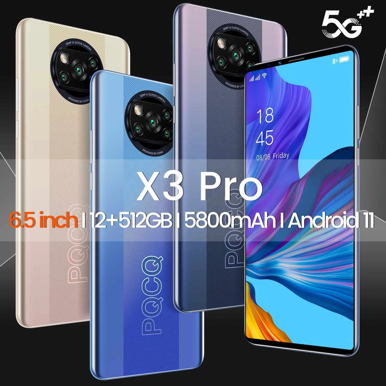 Смартфон X3 PRO, 32 + 50 МП, 12 + 512 ГБ, 10 ядер| Alibaba.com